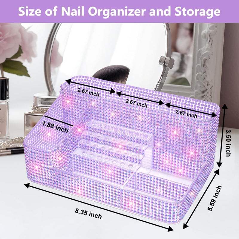 CGBE Nail Drill Holder, 28 Holes Drill Bit Holder for Nails, Professional Nail Tool Organizer, Nail Desk Organizer for Nail Tech, Nail Salon DIY Use - Diamond Purple (Not Including Nail Drill Set) - Image 5